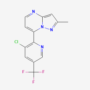 molecular formula C13H8ClF3N4 B2910170 7-[3-Chloro-5-(trifluoromethyl)-2-pyridinyl]-2-methylpyrazolo[1,5-a]pyrimidine CAS No. 1092346-62-7