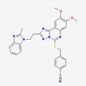 4-[({8,9-dimethoxy-2-[2-(2-methyl-1H-1,3-benzodiazol-1-yl)ethyl]-[1,2,4]triazolo[1,5-c]quinazolin-5-yl}sulfanyl)methyl]benzonitrile