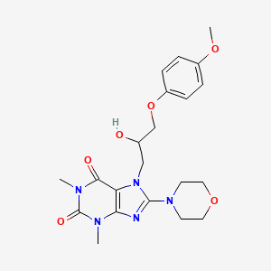 molecular formula C21H27N5O6 B2910172 7-(2-hydroxy-3-(4-methoxyphenoxy)propyl)-1,3-dimethyl-8-morpholino-1H-purine-2,6(3H,7H)-dione CAS No. 333755-41-2