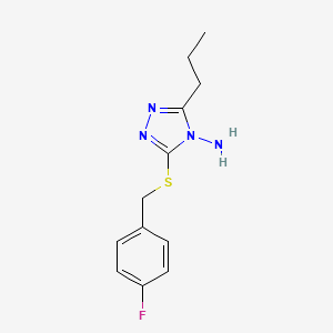 B2910187 5-[(4-Fluorophenyl)methylthio]-3-propyl-1,2,4-triazole-4-ylamine CAS No. 449746-19-4