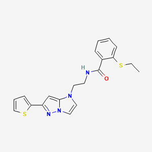 B2910207 2-(ethylthio)-N-(2-(6-(thiophen-2-yl)-1H-imidazo[1,2-b]pyrazol-1-yl)ethyl)benzamide CAS No. 1790196-61-0