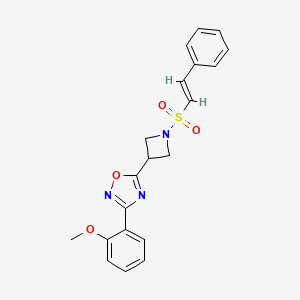molecular formula C20H19N3O4S B2910209 (E)-3-(2-methoxyphenyl)-5-(1-(styrylsulfonyl)azetidin-3-yl)-1,2,4-oxadiazole CAS No. 1396890-61-1