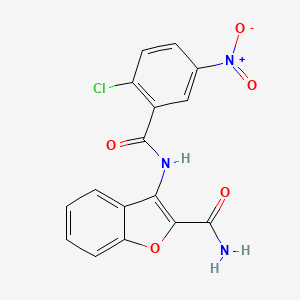 3-(2-Chloro-5-nitrobenzamido)benzofuran-2-carboxamide