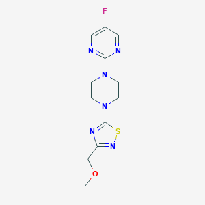 molecular formula C12H15FN6OS B2910218 5-[4-(5-Fluoropyrimidin-2-yl)piperazin-1-yl]-3-(methoxymethyl)-1,2,4-thiadiazole CAS No. 2415541-47-6