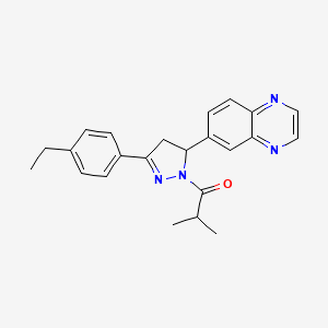 molecular formula C23H24N4O B2910260 1-(3-(4-ethylphenyl)-5-(quinoxalin-6-yl)-4,5-dihydro-1H-pyrazol-1-yl)-2-methylpropan-1-one CAS No. 946358-48-1