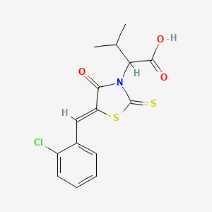 molecular formula C15H14ClNO3S2 B2910264 2-[(5Z)-5-[(2-chlorophenyl)methylidene]-4-oxo-2-sulfanylidene-1,3-thiazolidin-3-yl]-3-methylbutanoic acid CAS No. 1261158-82-0