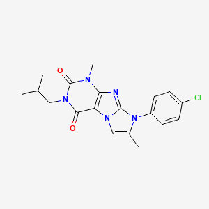 molecular formula C19H20ClN5O2 B2910282 6-(4-Chlorophenyl)-4,7-dimethyl-2-(2-methylpropyl)purino[7,8-a]imidazole-1,3-dione CAS No. 887467-09-6