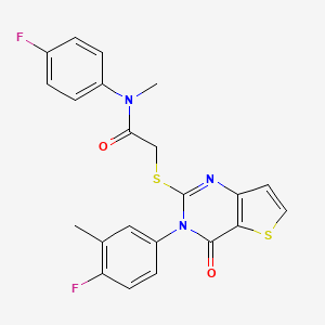 molecular formula C22H17F2N3O2S2 B2910300 2-((3-(4-fluoro-3-methylphenyl)-4-oxo-3,4-dihydrothieno[3,2-d]pyrimidin-2-yl)thio)-N-(4-fluorophenyl)-N-methylacetamide CAS No. 1794932-35-6