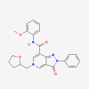 molecular formula C25H24N4O4 B2910301 N-(2-methoxyphenyl)-3-oxo-2-phenyl-5-((tetrahydrofuran-2-yl)methyl)-3,5-dihydro-2H-pyrazolo[4,3-c]pyridine-7-carboxamide CAS No. 923107-47-5