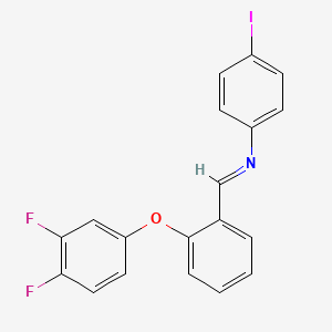 molecular formula C19H12F2INO B2910312 1-[2-(3,4-difluorophenoxy)phenyl]-N-(4-iodophenyl)methanimine CAS No. 477886-91-2