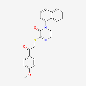 molecular formula C23H18N2O3S B2910320 3-((2-(4-methoxyphenyl)-2-oxoethyl)thio)-1-(naphthalen-1-yl)pyrazin-2(1H)-one CAS No. 946300-56-7