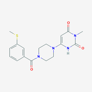 molecular formula C17H20N4O3S B2910323 3-methyl-6-(4-(3-(methylthio)benzoyl)piperazin-1-yl)pyrimidine-2,4(1H,3H)-dione CAS No. 2320885-72-9