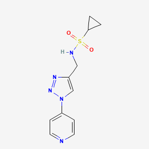 molecular formula C11H13N5O2S B2910336 N-((1-(pyridin-4-yl)-1H-1,2,3-triazol-4-yl)methyl)cyclopropanesulfonamide CAS No. 2034304-50-0