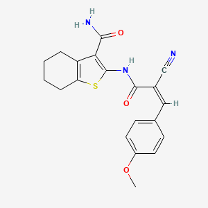 molecular formula C20H19N3O3S B2910339 (Z)-2-(2-cyano-3-(4-methoxyphenyl)acrylamido)-4,5,6,7-tetrahydrobenzo[b]thiophene-3-carboxamide CAS No. 292057-56-8