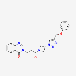 molecular formula C23H22N6O3 B2910346 3-(3-oxo-3-(3-(4-(phenoxymethyl)-1H-1,2,3-triazol-1-yl)azetidin-1-yl)propyl)quinazolin-4(3H)-one CAS No. 2034402-61-2