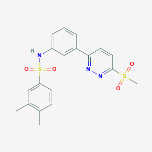 molecular formula C19H19N3O4S2 B2910347 3,4-dimethyl-N-[3-(6-methylsulfonylpyridazin-3-yl)phenyl]benzenesulfonamide CAS No. 946380-58-1