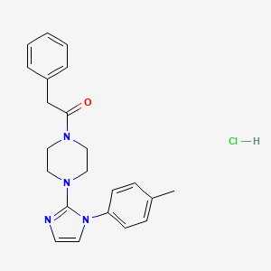 molecular formula C22H25ClN4O B2910367 2-phenyl-1-(4-(1-(p-tolyl)-1H-imidazol-2-yl)piperazin-1-yl)ethanone hydrochloride CAS No. 1189428-22-5