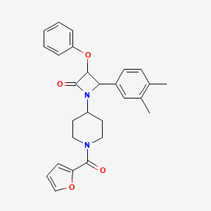 4-(3,4-Dimethylphenyl)-1-[1-(furan-2-carbonyl)piperidin-4-yl]-3-phenoxyazetidin-2-one