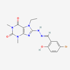 (E)-8-(2-(5-bromo-2-hydroxybenzylidene)hydrazinyl)-7-ethyl-1,3-dimethyl-1H-purine-2,6(3H,7H)-dione