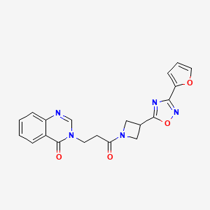 molecular formula C20H17N5O4 B2910386 3-(3-(3-(3-(furan-2-yl)-1,2,4-oxadiazol-5-yl)azetidin-1-yl)-3-oxopropyl)quinazolin-4(3H)-one CAS No. 1428363-75-0