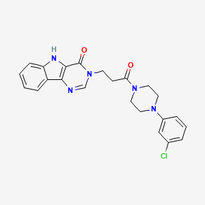 molecular formula C23H22ClN5O2 B2910390 3-(3-(4-(3-chlorophenyl)piperazin-1-yl)-3-oxopropyl)-3H-pyrimido[5,4-b]indol-4(5H)-one CAS No. 1189665-42-6