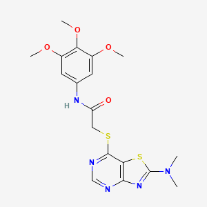 2-((2-(dimethylamino)thiazolo[4,5-d]pyrimidin-7-yl)thio)-N-(3,4,5-trimethoxyphenyl)acetamide