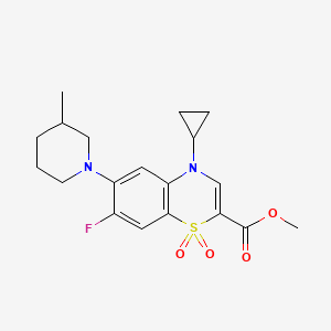 molecular formula C19H23FN2O4S B2910399 methyl 4-cyclopropyl-7-fluoro-6-(3-methylpiperidin-1-yl)-4H-benzo[b][1,4]thiazine-2-carboxylate 1,1-dioxide CAS No. 1115924-77-0