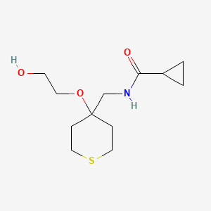 B2910400 N-((4-(2-hydroxyethoxy)tetrahydro-2H-thiopyran-4-yl)methyl)cyclopropanecarboxamide CAS No. 2175978-85-3