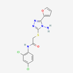 molecular formula C14H11Cl2N5O2S B2910408 2-{[4-amino-5-(furan-2-yl)-4H-1,2,4-triazol-3-yl]sulfanyl}-N-(2,4-dichlorophenyl)acetamide CAS No. 905780-78-1