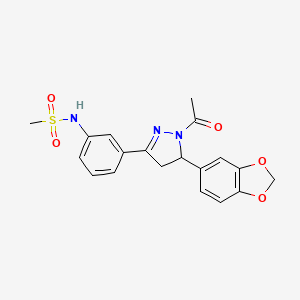 molecular formula C19H19N3O5S B2910416 N-[3-[2-乙酰-3-(1,3-苯并二氧杂-5-基)-3,4-二氢吡唑-5-基]苯基]甲磺酰胺 CAS No. 797780-84-8