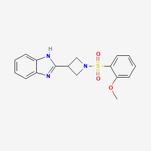 molecular formula C17H17N3O3S B2910422 2-(1-((2-methoxyphenyl)sulfonyl)azetidin-3-yl)-1H-benzo[d]imidazole CAS No. 1351608-53-1