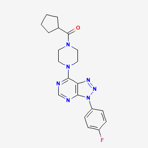 molecular formula C20H22FN7O B2910428 cyclopentyl(4-(3-(4-fluorophenyl)-3H-[1,2,3]triazolo[4,5-d]pyrimidin-7-yl)piperazin-1-yl)methanone CAS No. 923512-27-0