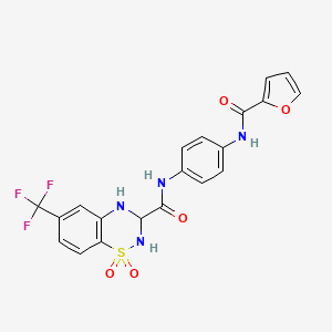 B2910434 N-(4-(furan-2-carboxamido)phenyl)-6-(trifluoromethyl)-3,4-dihydro-2H-benzo[e][1,2,4]thiadiazine-3-carboxamide 1,1-dioxide CAS No. 941939-79-3