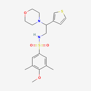 molecular formula C19H26N2O4S2 B2910446 4-methoxy-3,5-dimethyl-N-(2-morpholino-2-(thiophen-3-yl)ethyl)benzenesulfonamide CAS No. 946357-25-1