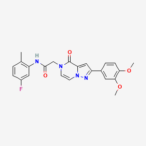molecular formula C23H21FN4O4 B2910454 2-(2-(3,4-dimethoxyphenyl)-4-oxopyrazolo[1,5-a]pyrazin-5(4H)-yl)-N-(5-fluoro-2-methylphenyl)acetamide CAS No. 941938-77-8