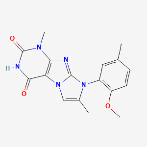 molecular formula C17H17N5O3 B2910455 8-(2-methoxy-5-methylphenyl)-1,7-dimethyl-1H-imidazo[2,1-f]purine-2,4(3H,8H)-dione CAS No. 876672-06-9