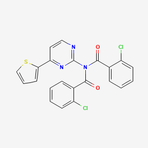 molecular formula C22H13Cl2N3O2S B2910484 2-chloro-N-(2-chlorobenzoyl)-N-[4-(2-thienyl)-2-pyrimidinyl]benzenecarboxamide CAS No. 866144-00-5