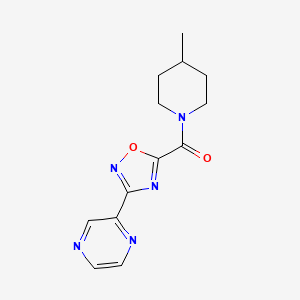 molecular formula C13H15N5O2 B2910488 (4-Methylpiperidin-1-yl)(3-(pyrazin-2-yl)-1,2,4-oxadiazol-5-yl)methanone CAS No. 1235034-16-8