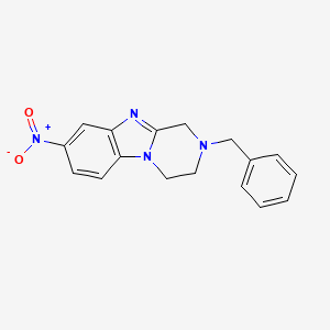 molecular formula C17H16N4O2 B2910492 2-Benzyl-8-nitro-1,2,3,4-tetrahydropyrazino[1,2-a]benzimidazole CAS No. 706777-81-3