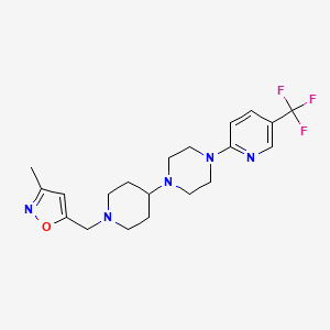 molecular formula C20H26F3N5O B2910500 3-Methyl-5-((4-(4-(5-(trifluoromethyl)pyridin-2-yl)piperazin-1-yl)piperidin-1-yl)methyl)isoxazole CAS No. 2034235-16-8