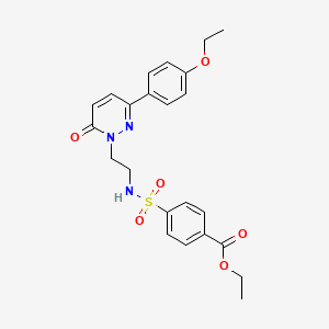 molecular formula C23H25N3O6S B2910501 ethyl 4-(N-(2-(3-(4-ethoxyphenyl)-6-oxopyridazin-1(6H)-yl)ethyl)sulfamoyl)benzoate CAS No. 921556-51-6