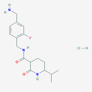 N-[[4-(Aminomethyl)-2-fluorophenyl]methyl]-2-oxo-6-propan-2-ylpiperidine-3-carboxamide;hydrochloride