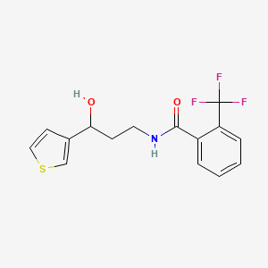 molecular formula C15H14F3NO2S B2910504 N-(3-hydroxy-3-(thiophen-3-yl)propyl)-2-(trifluoromethyl)benzamide CAS No. 2034571-06-5