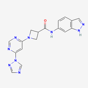 molecular formula C17H15N9O B2910510 1-(6-(1H-1,2,4-triazol-1-yl)pyrimidin-4-yl)-N-(1H-indazol-6-yl)azetidine-3-carboxamide CAS No. 2034583-87-2