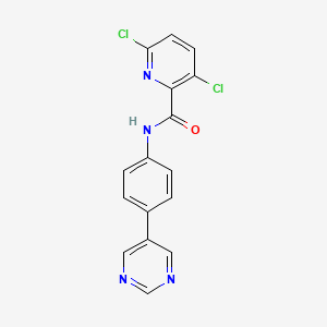 molecular formula C16H10Cl2N4O B2910515 3,6-dichloro-N-[4-(pyrimidin-5-yl)phenyl]pyridine-2-carboxamide CAS No. 1356637-29-0