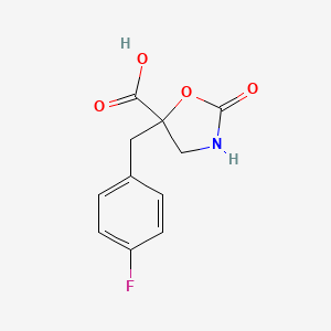 molecular formula C11H10FNO4 B2910523 5-[(4-Fluorophenyl)methyl]-2-oxo-1,3-oxazolidine-5-carboxylic acid CAS No. 2248329-04-4