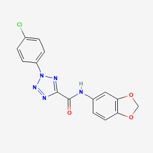 molecular formula C15H10ClN5O3 B2910527 N-(benzo[d][1,3]dioxol-5-yl)-2-(4-chlorophenyl)-2H-tetrazole-5-carboxamide CAS No. 1396880-43-5