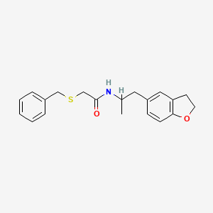 molecular formula C20H23NO2S B2910531 2-(benzylthio)-N-(1-(2,3-dihydrobenzofuran-5-yl)propan-2-yl)acetamide CAS No. 2034450-03-6