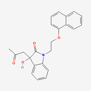 molecular formula C23H21NO4 B2910542 3-Hydroxy-1-(2-naphthyloxyethyl)-3-(2-oxopropyl)indolin-2-one CAS No. 879043-72-8