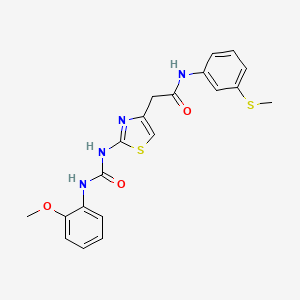 molecular formula C20H20N4O3S2 B2910563 2-(2-(3-(2-methoxyphenyl)ureido)thiazol-4-yl)-N-(3-(methylthio)phenyl)acetamide CAS No. 921470-07-7